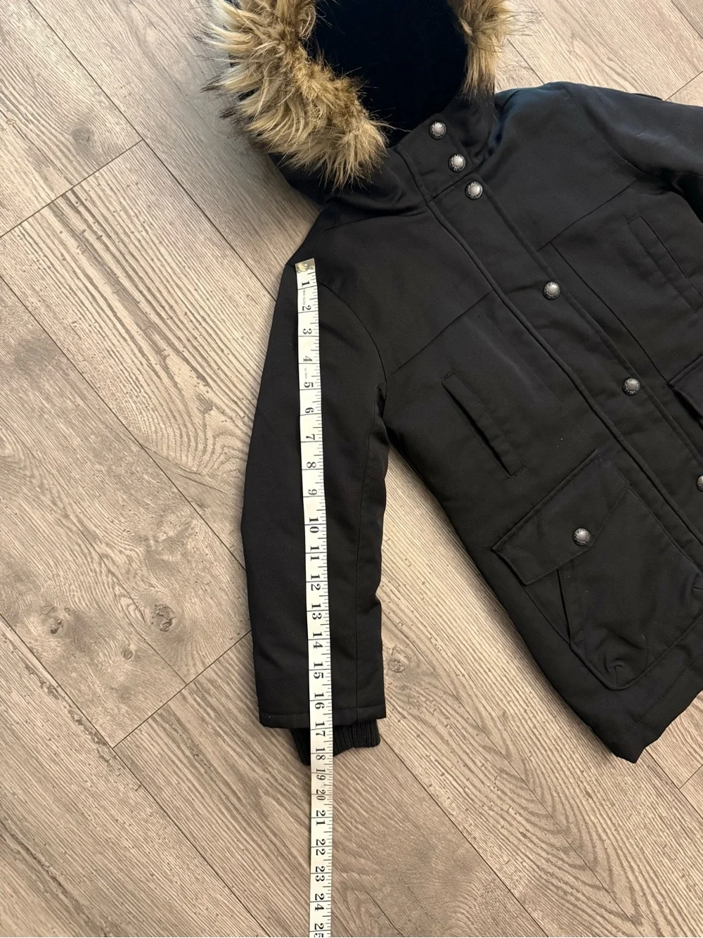 Gap Kids Black Cold Control Ultra Max Primaloft Storm Cuff Fur Hood Size Small